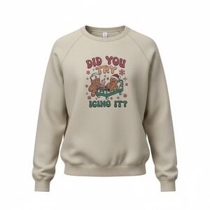 Bella+Canvas‎ Sweatshirt Women 3XL Tan Gingerbread Nurse Icing Graphic